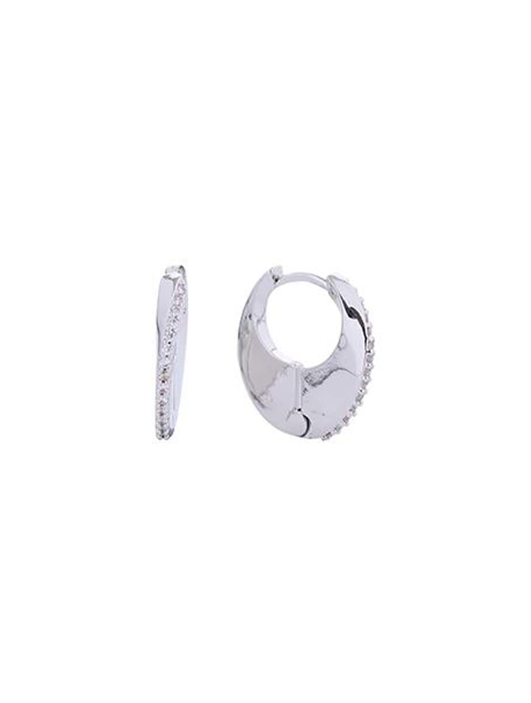 14K Gold Dipped Slim Hoop Pave CZ Earrings
