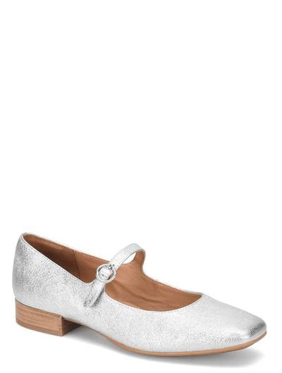 Sofft Elsey Mary Jane in Silver Metallic Leather Diagonal view