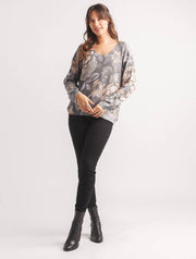 Floral Lightweight V-Neck Sweater