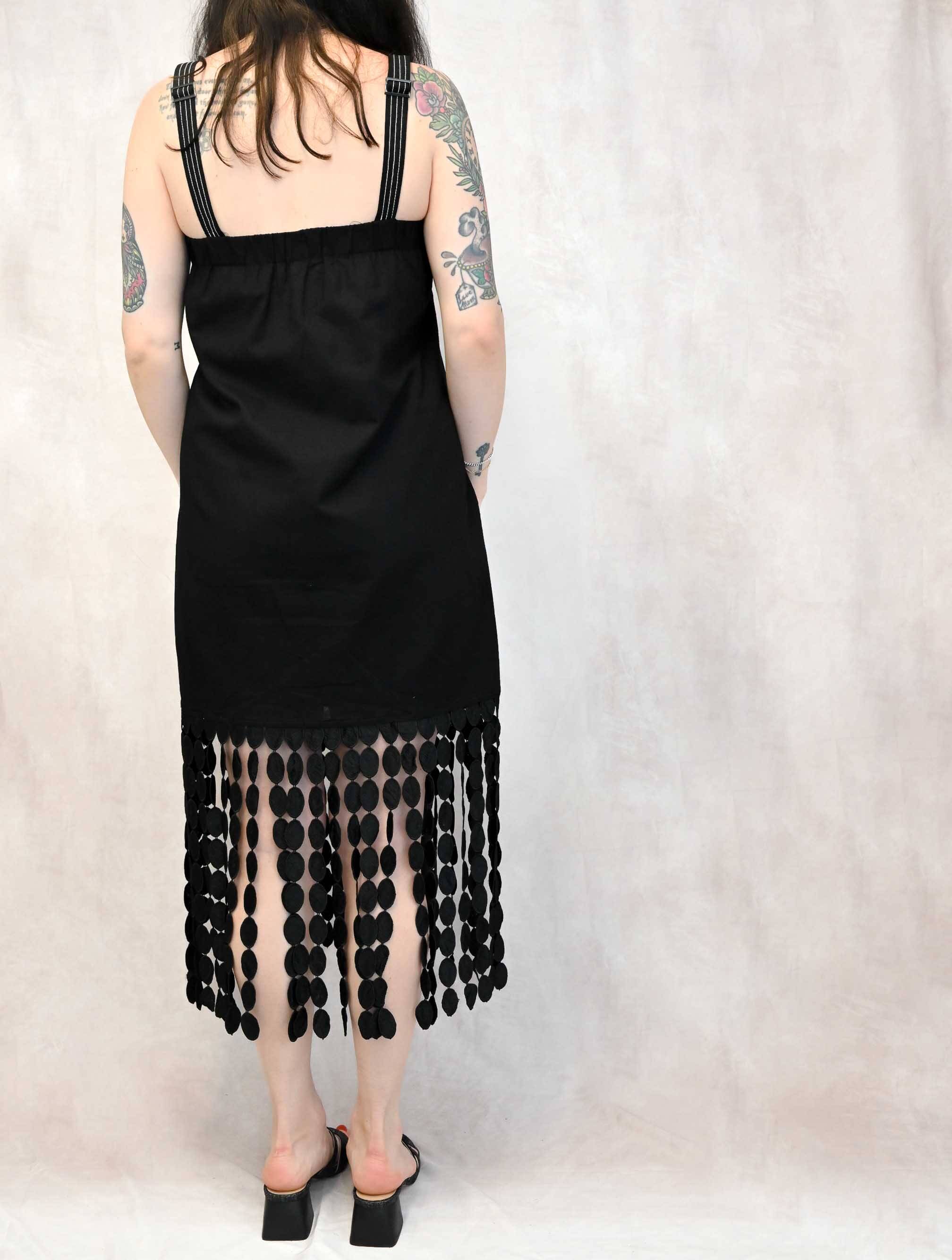 Dotted Lace Fringe Linen Mini Dress