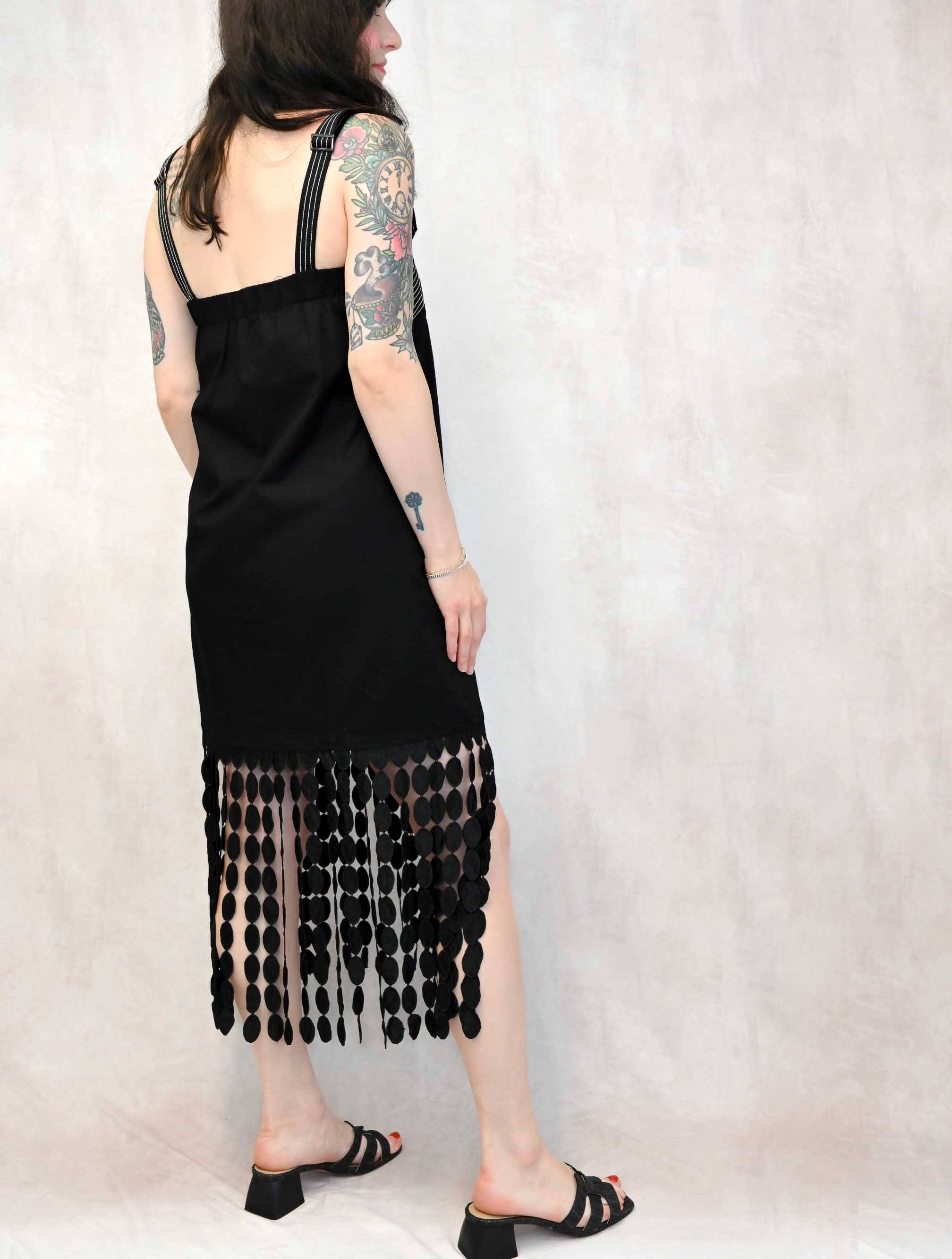 Dotted Lace Fringe Linen Mini Dress