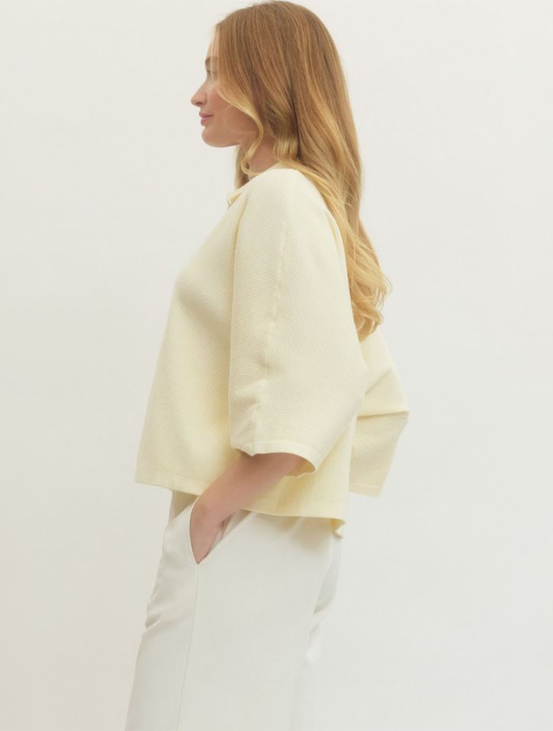 3/4 Sleeve Collared Sweater
