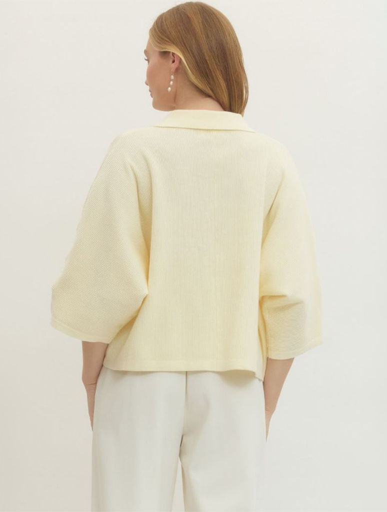 3/4 Sleeve Collared Sweater