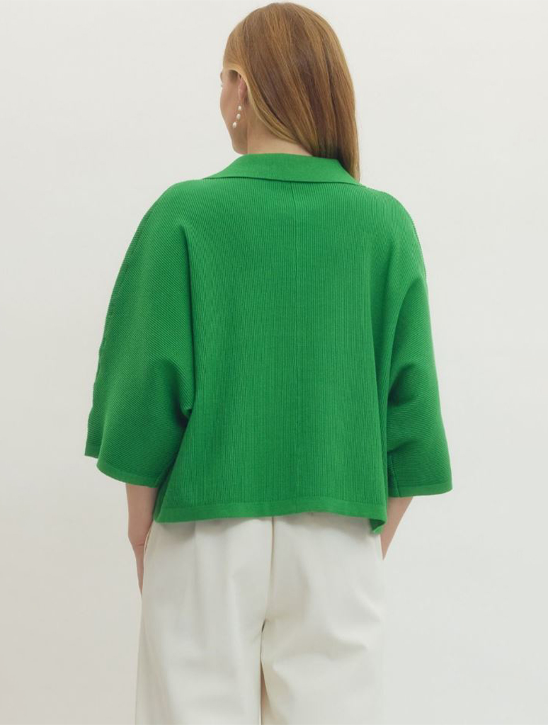 3/4 Sleeve Collared Sweater