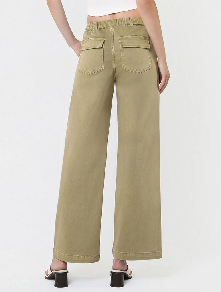 Vervet High Rise Baggy Wide Leg Jean With Elastic Drawstring