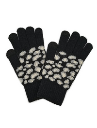 Leopard Knit Touch Screen Gloves