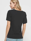 Short Sleeve Fine Gauge Pullover Tee in Black