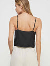 Washed Satin Cinched Front Cami in Black