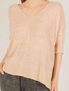 3/4 Sleeve V-Neck Sweater Knit Top