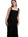 Belted Ponte Jumpsuit in Black