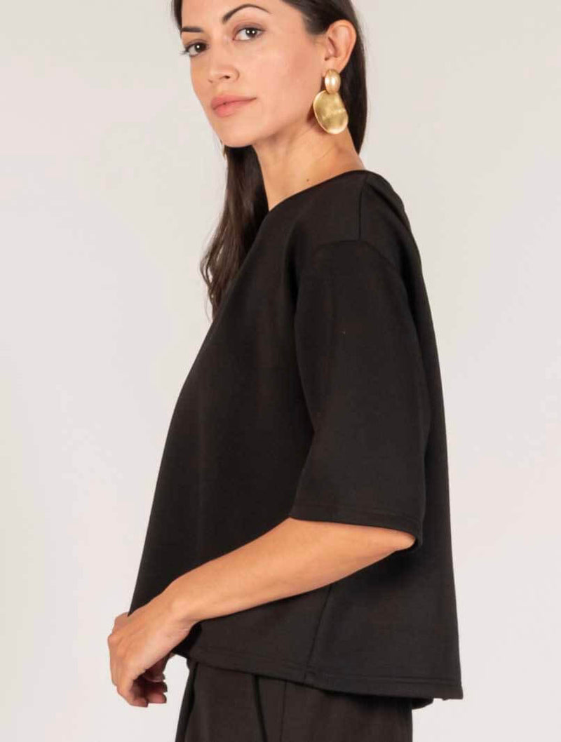 Butter Modal Overlap Back Detail Top in Black