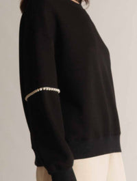 Butter Modal Pearl Trim Drop Shoulder Sweatshirt