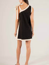 Tie Shoulder Contrast Dress in Black/Eggshell