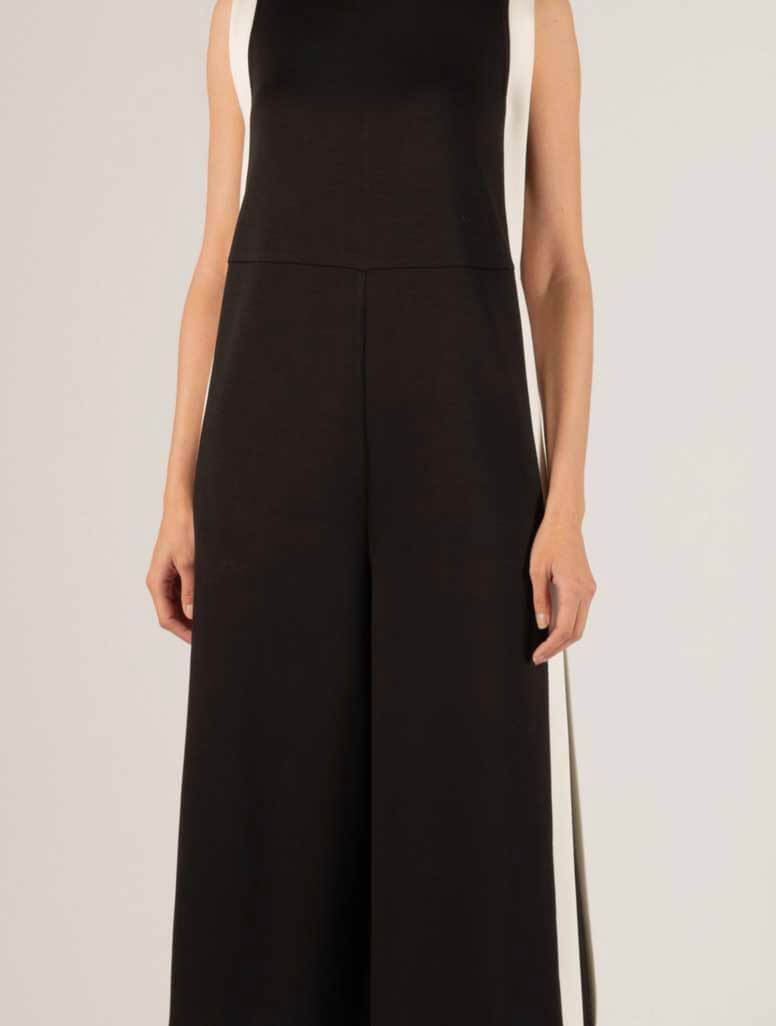 Butter Modal Border Contrast Jumpsuit in Black