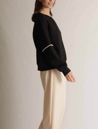 Butter Modal Pearl Trim Drop Shoulder Sweatshirt