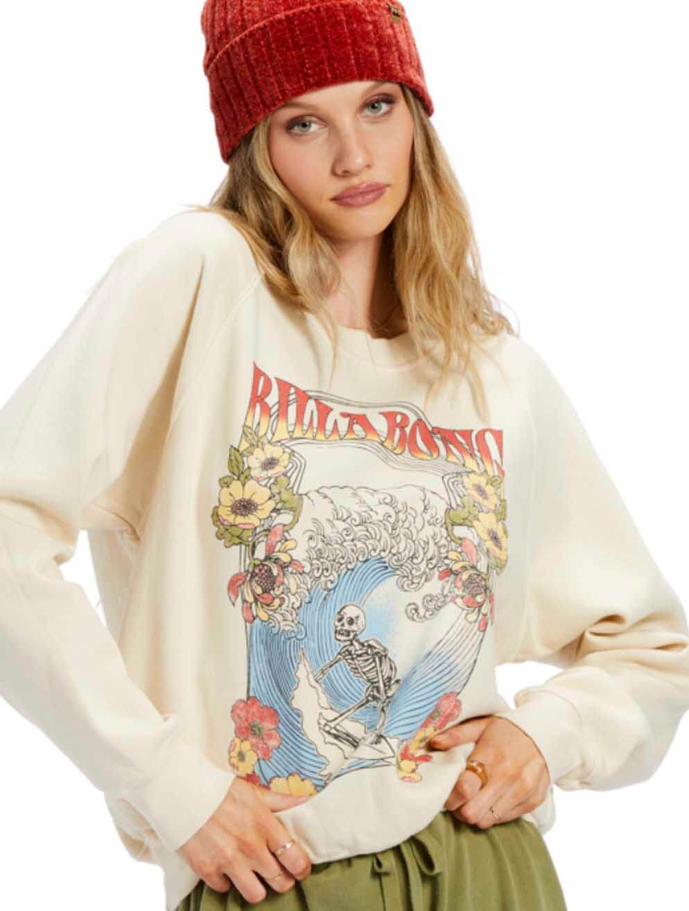 Billabong Here We Go Sweatshirt in White Cap