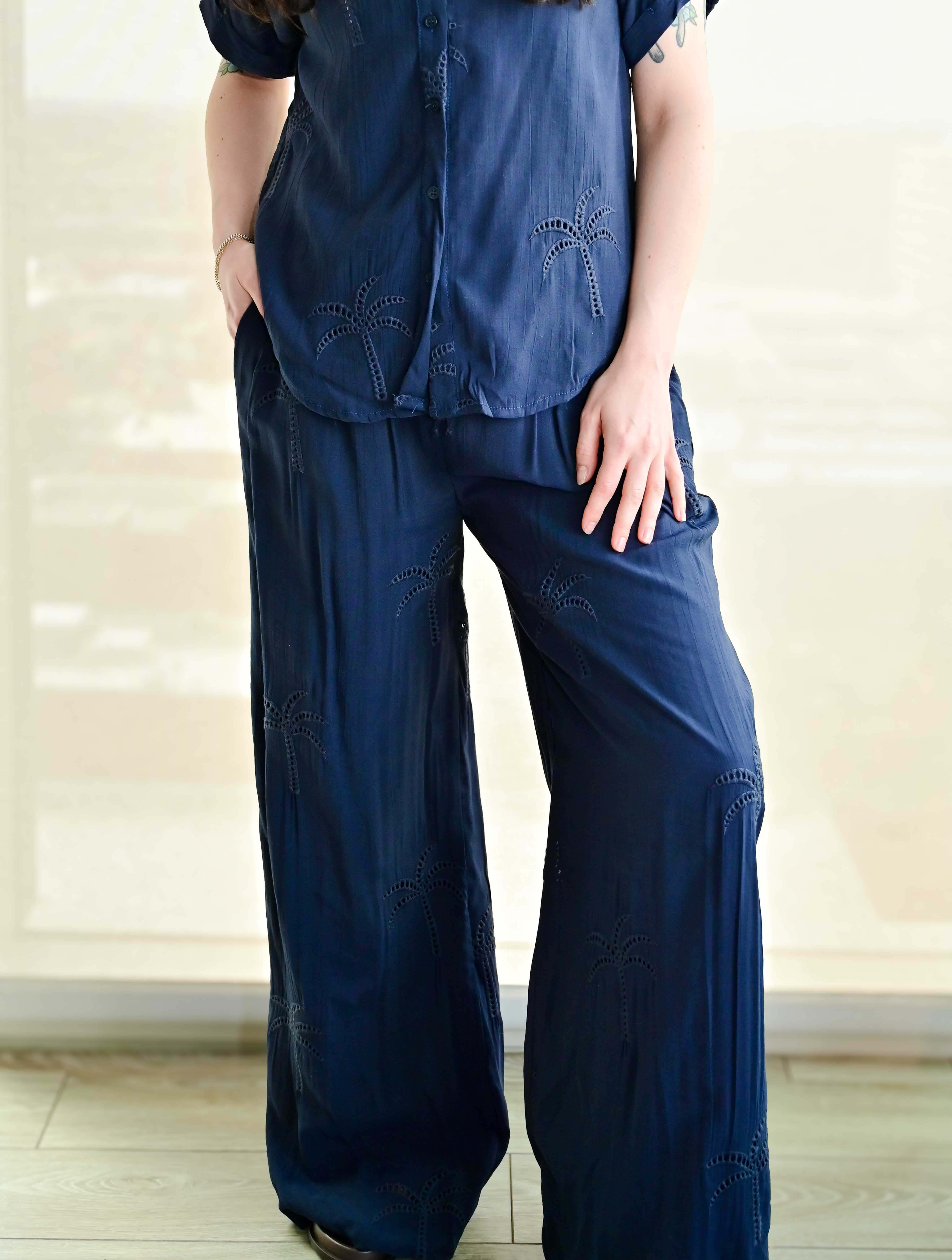 Palm Tree Eyelet Pants