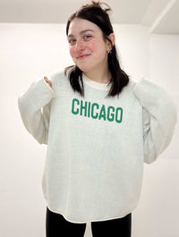 "Chicago" Boxy Sweater in Natural/Green