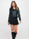 Vegan Leather Biker Jacket with Detachable Fur Collar