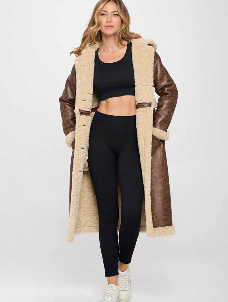 Long Convertible Zip Off Two-In-One Aviator Coat