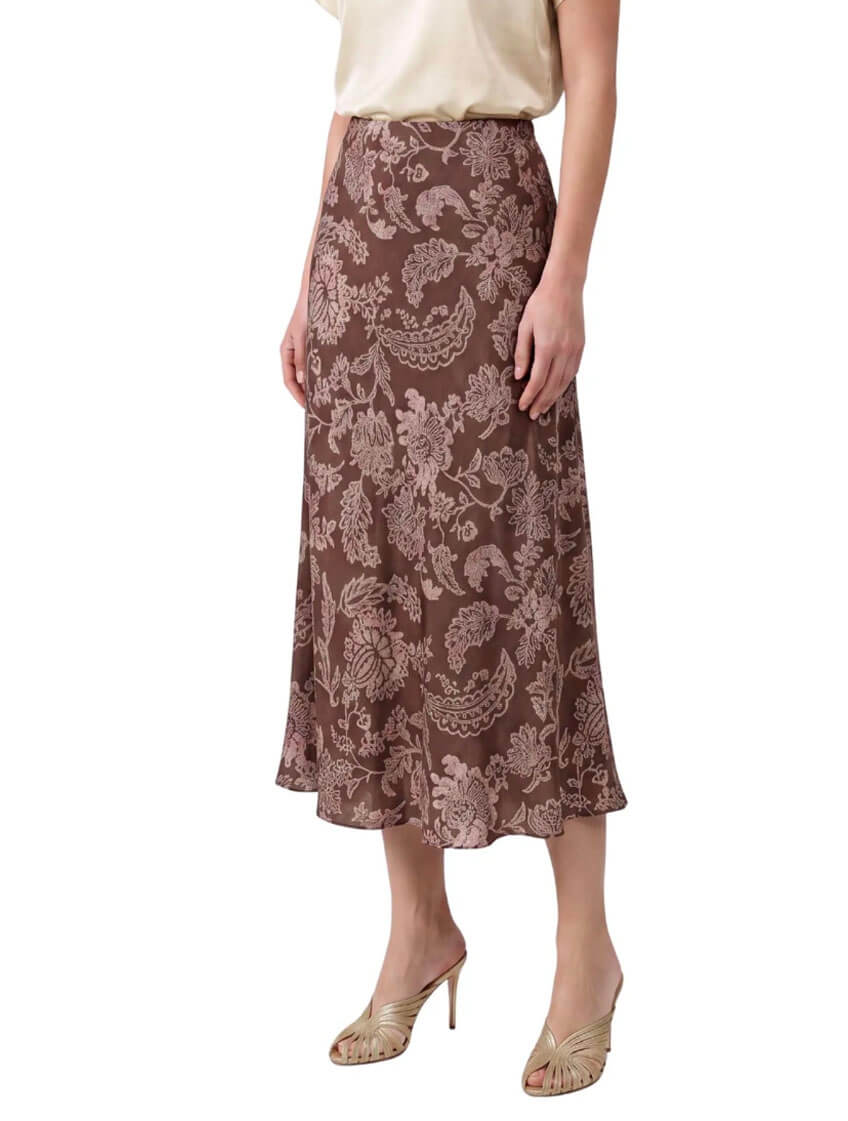 Floral Printed Bias Midi Skirt