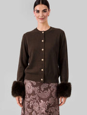 Fur Cuff Soft Knit Cardigan