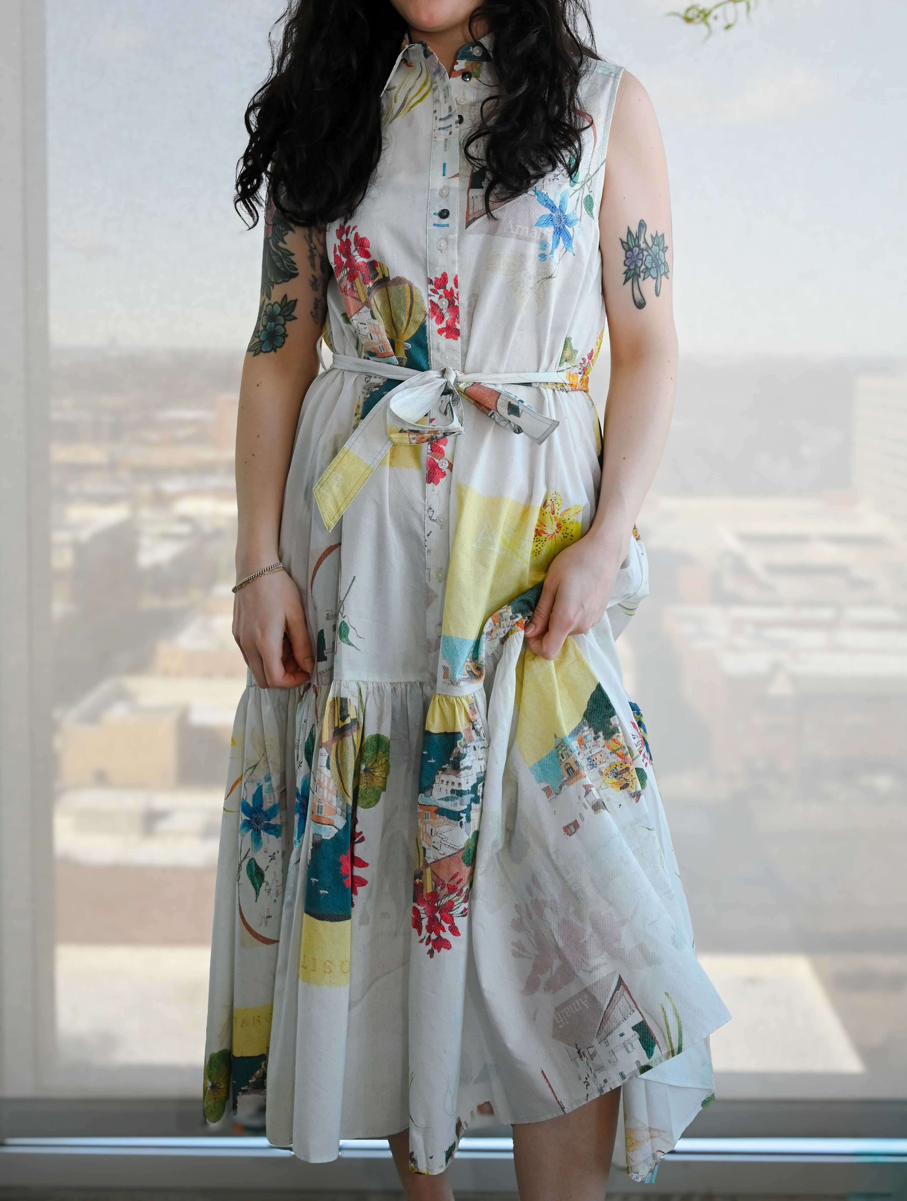 Desigual Tie Waist Button Up Dress