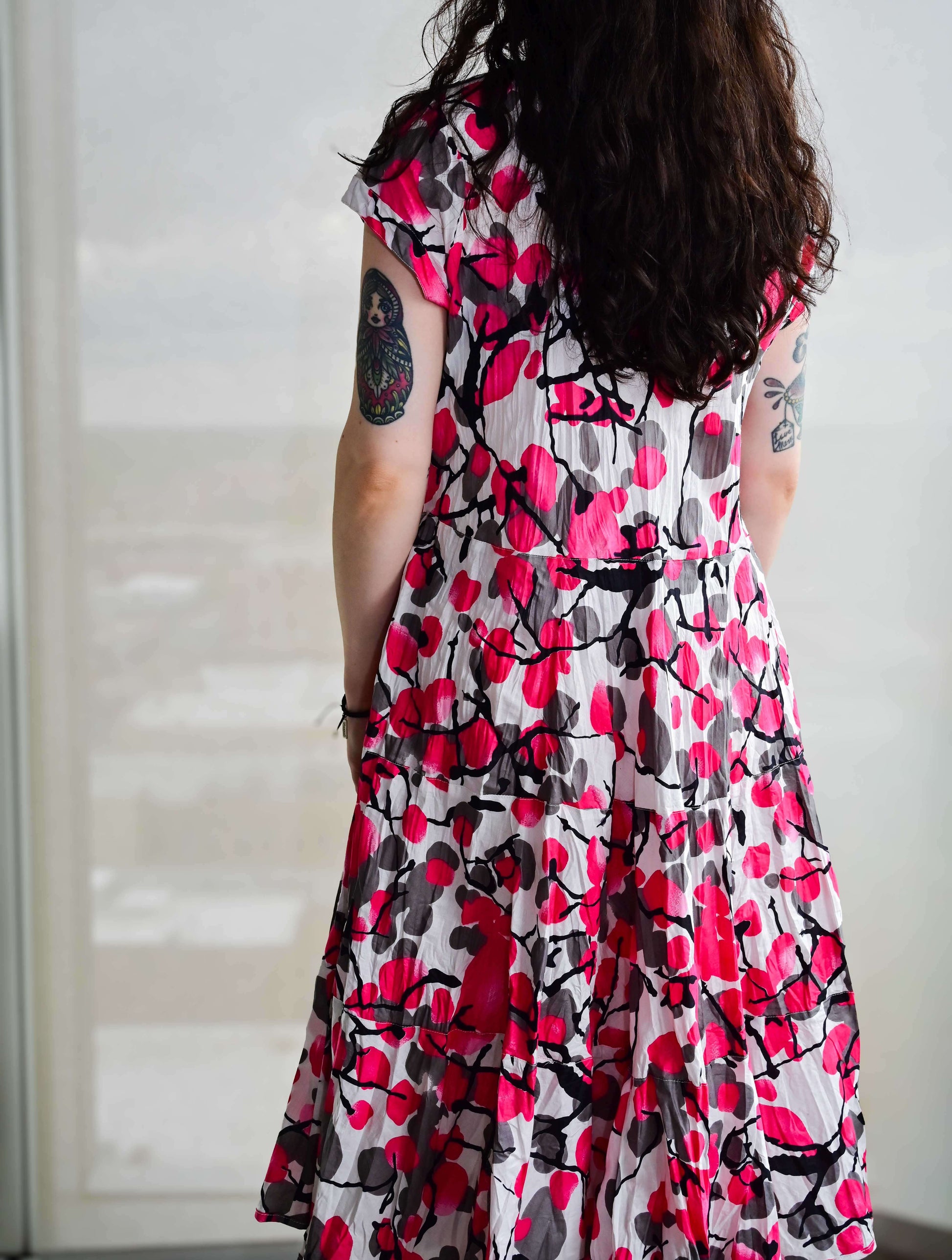 Jalan Cap Sleeve Midi Dress