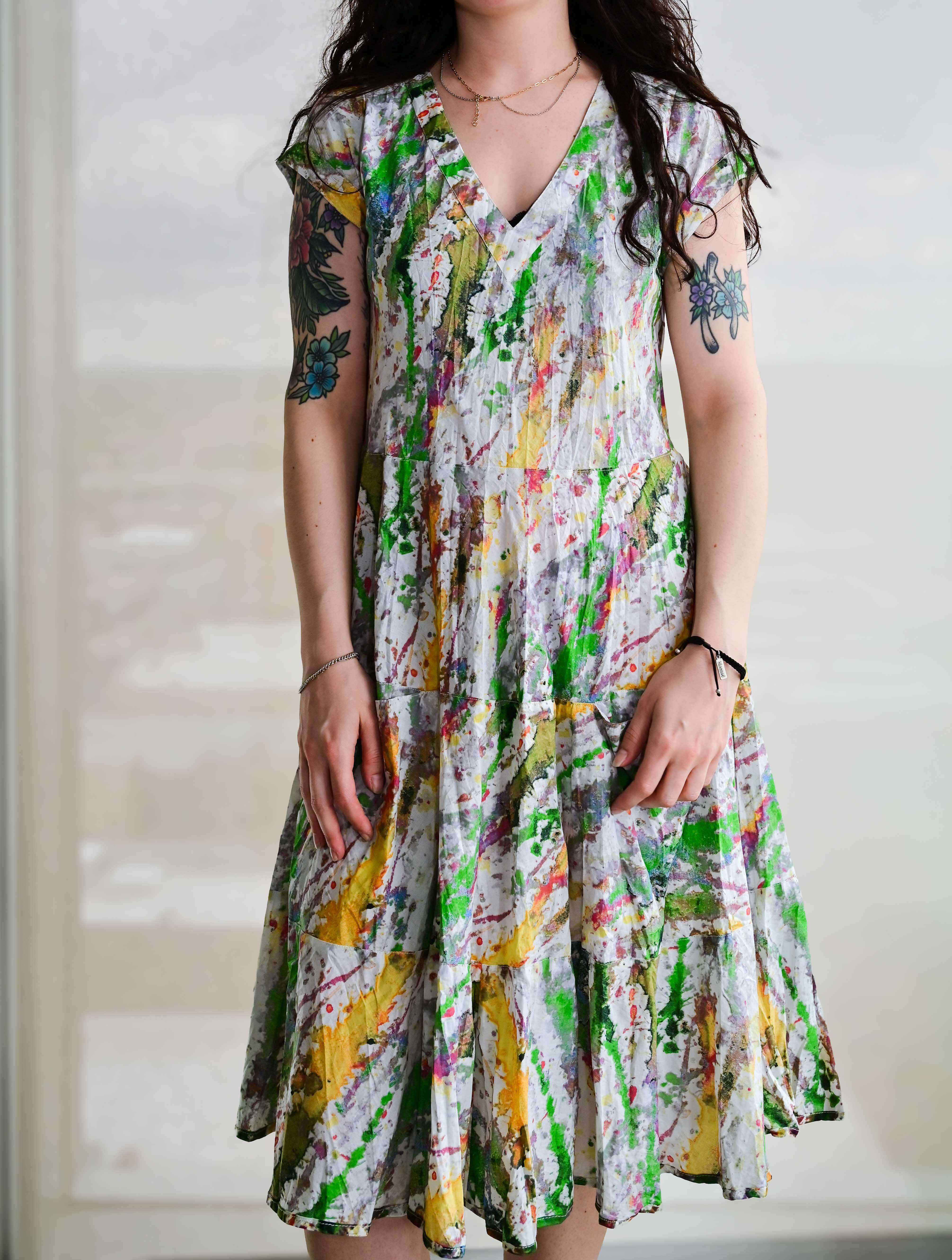 Jalan Cap Sleeve Midi Dress