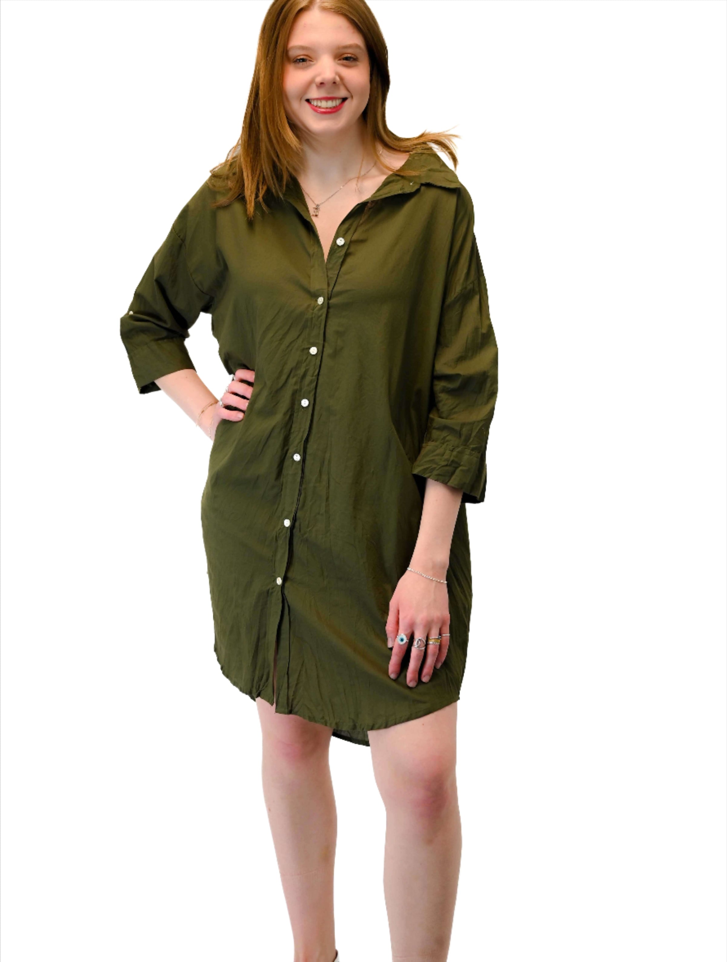 Jiji Plain Dress in Khaki