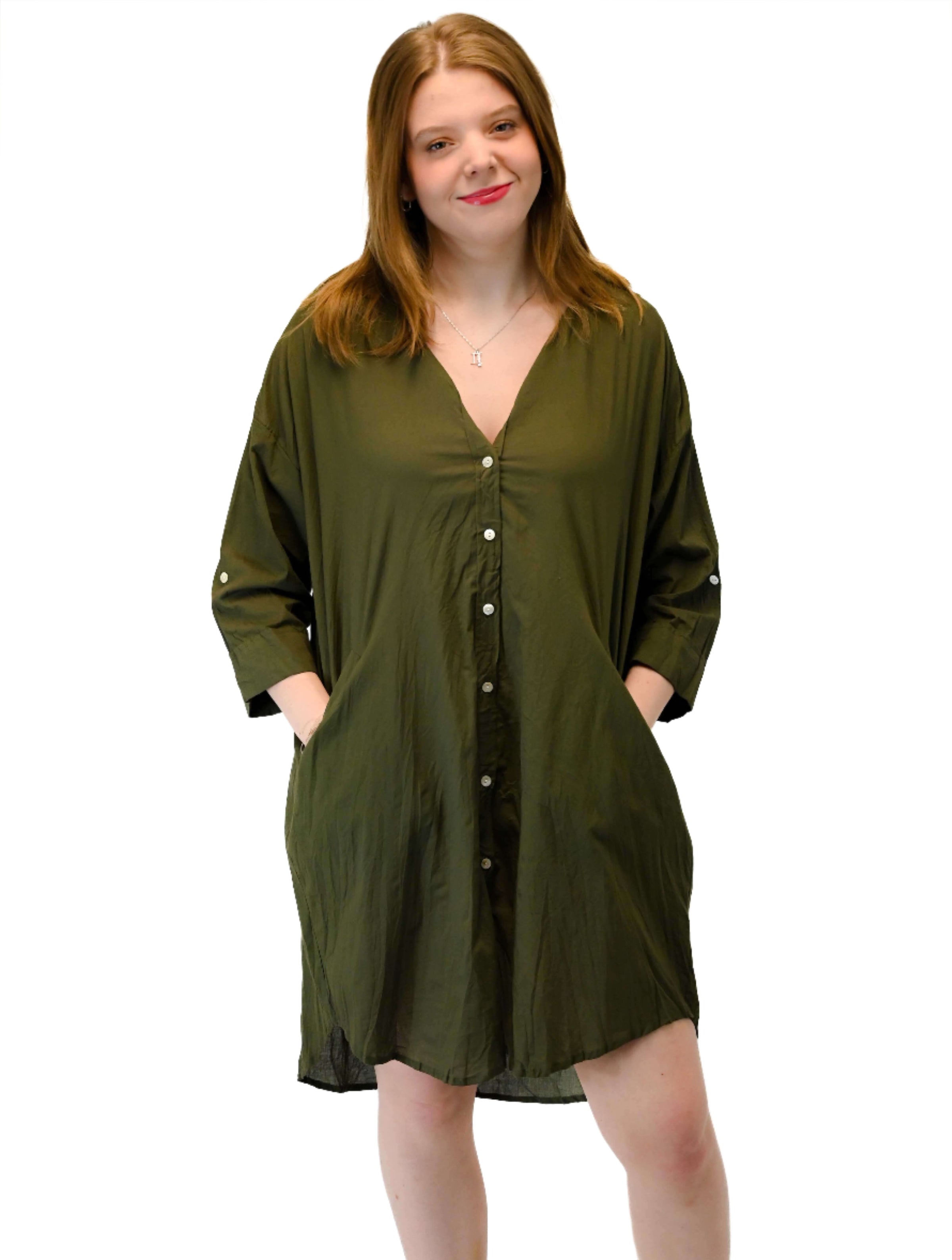 Jiji Plain Dress in Khaki