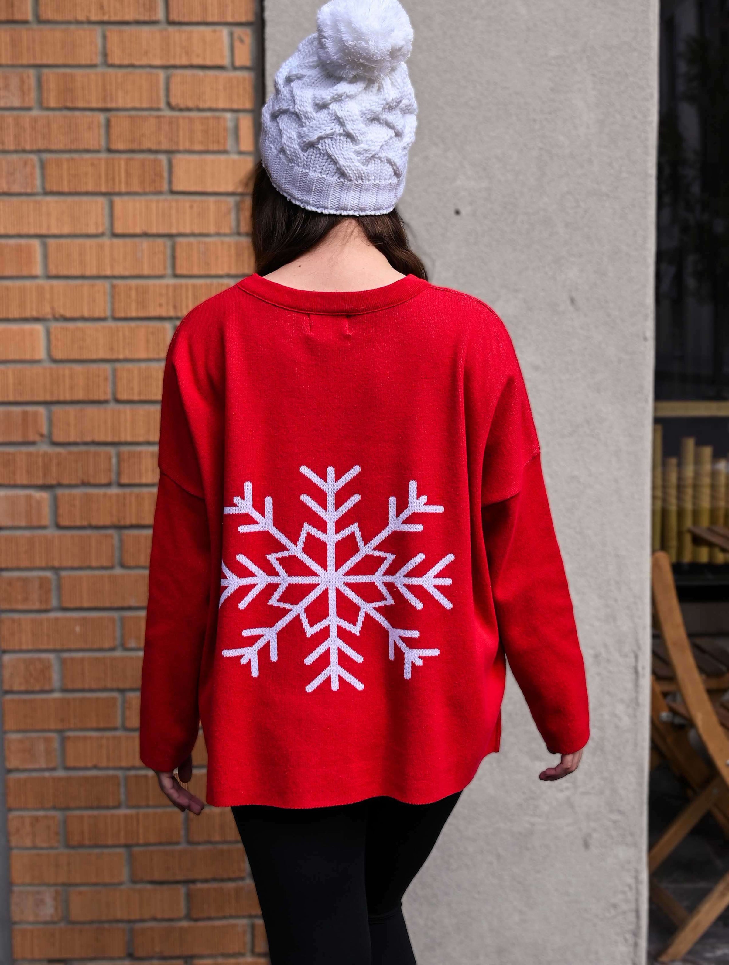 "MERRY MERRY MERRY" Sweater in Red