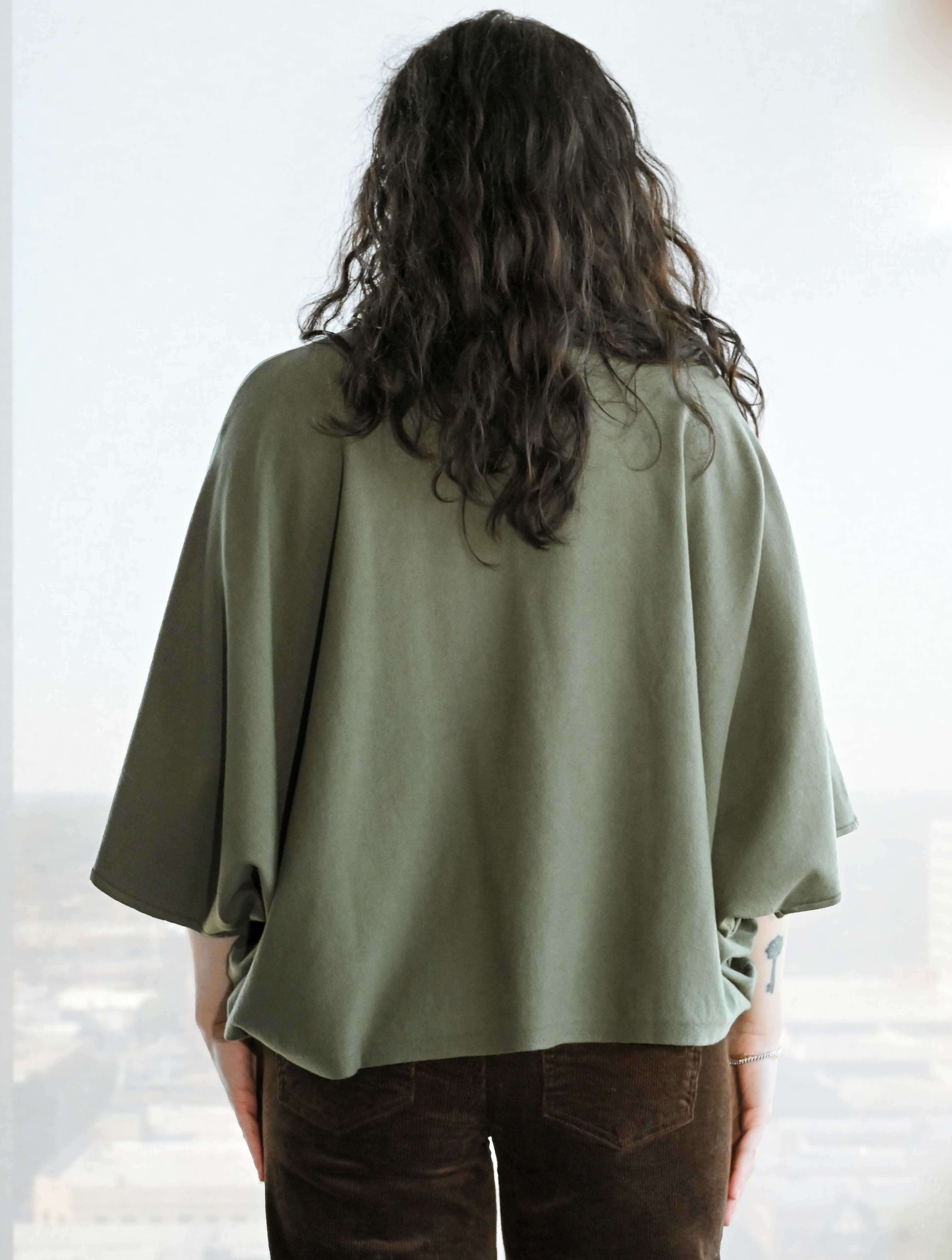 Solid Mock Neck 3/4 Sleeve Sweater