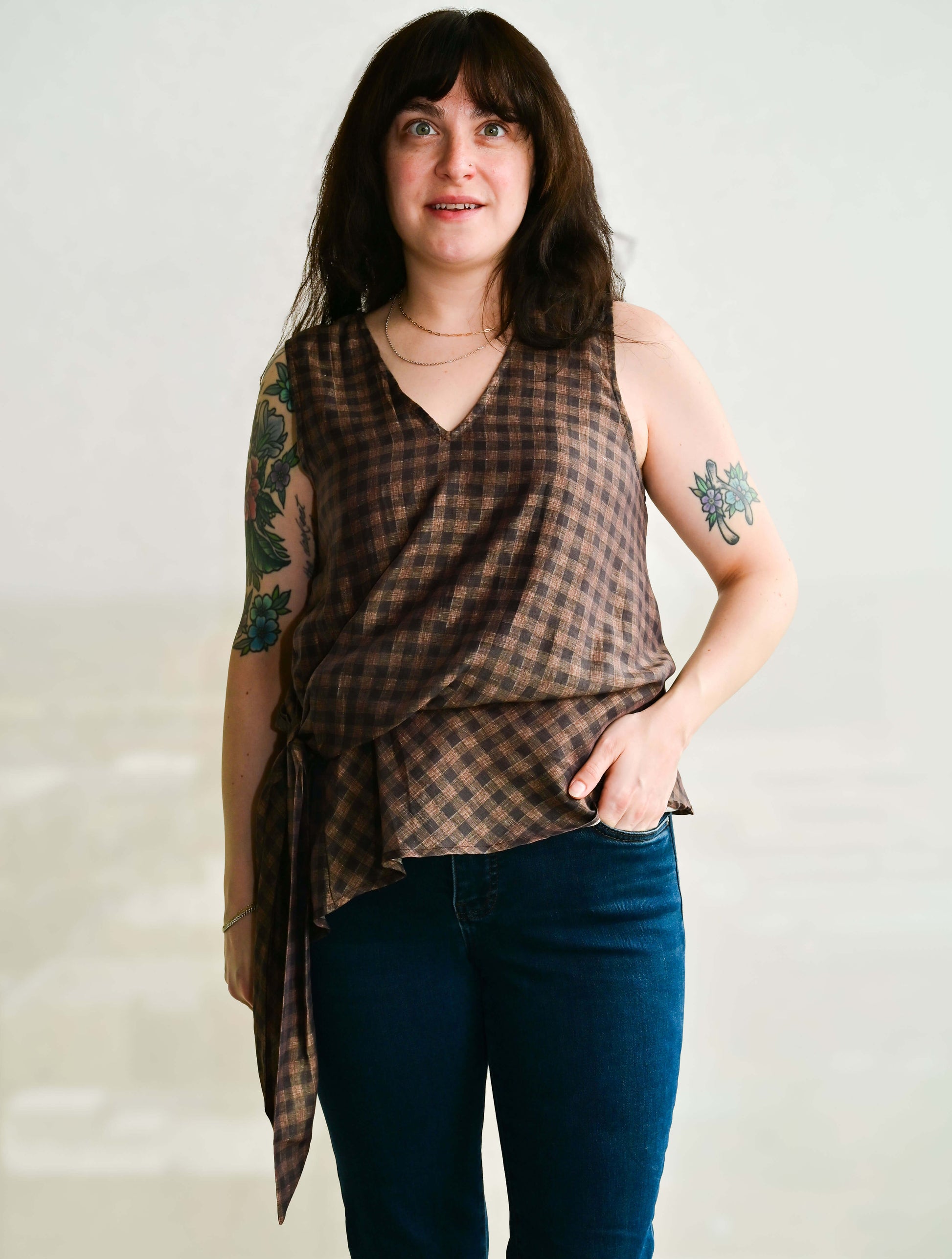 Sleeveless Side-Tie Blouse