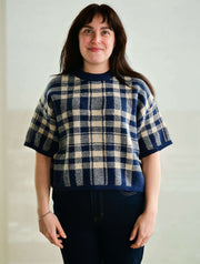 Plaid Short Sleeve Sweater Top