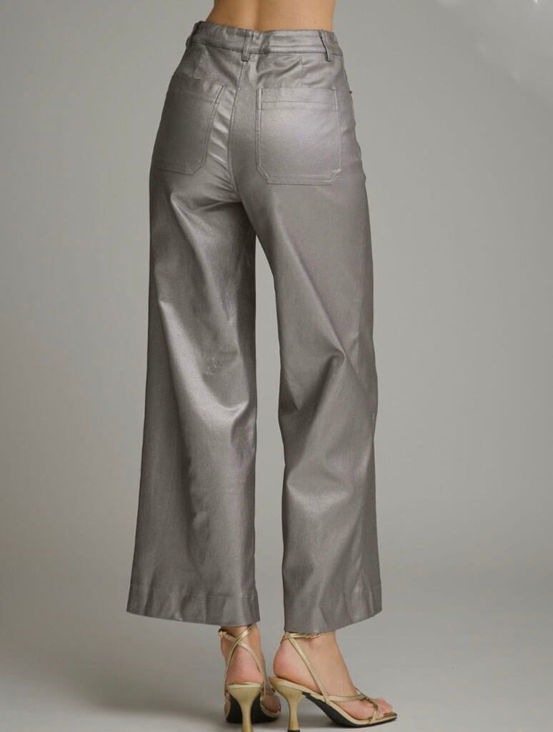 Metallic Wide Leg Pants