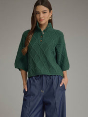 3/4 Sleeve Collar Sweater