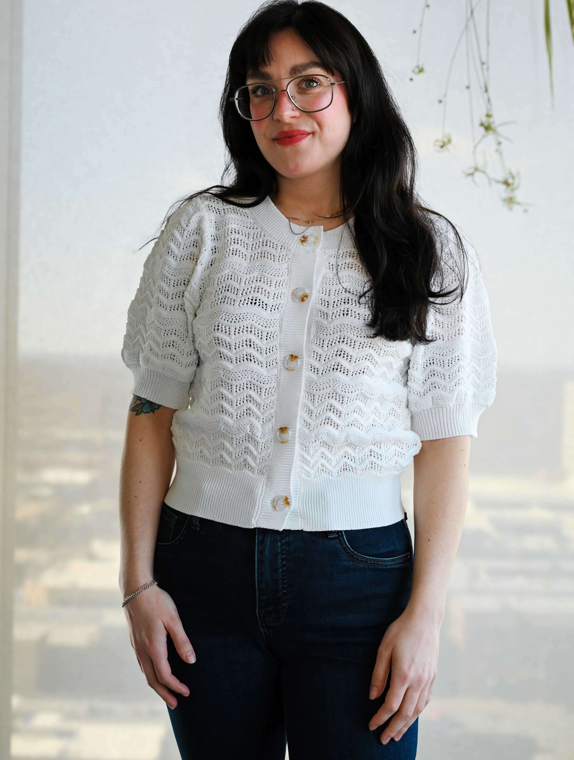 Fine Gauge Short Sleeve Sweater