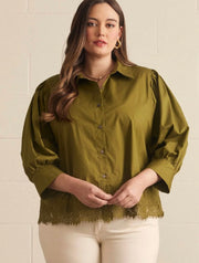 Long Sleeve Blouse With Lace Trim