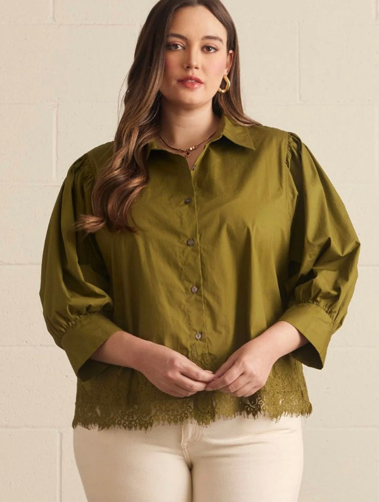 Long Sleeve Blouse With Lace Trim