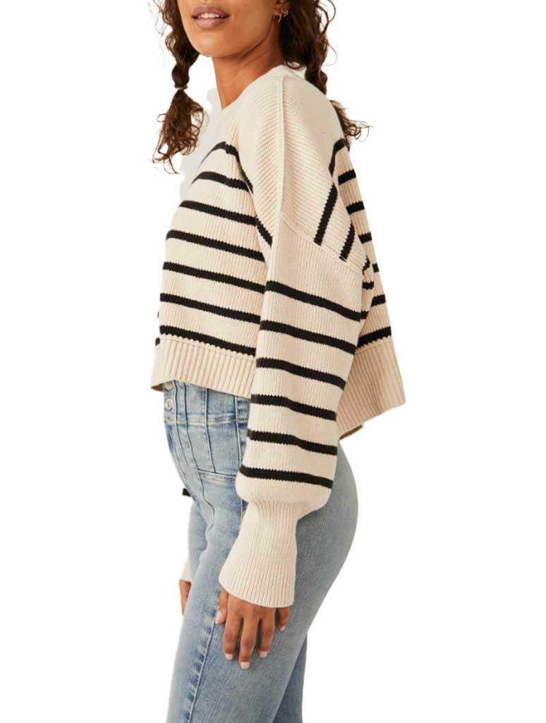 Free People Striped Easy Street Crop Sweater