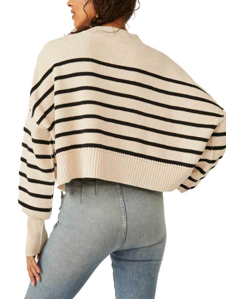 Free People Striped Easy Street Crop Sweater