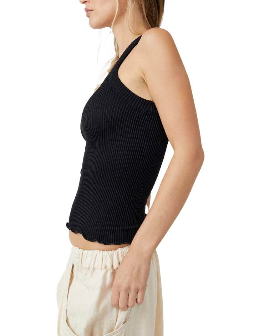 Free People Ribbed Seamless Tank in Black