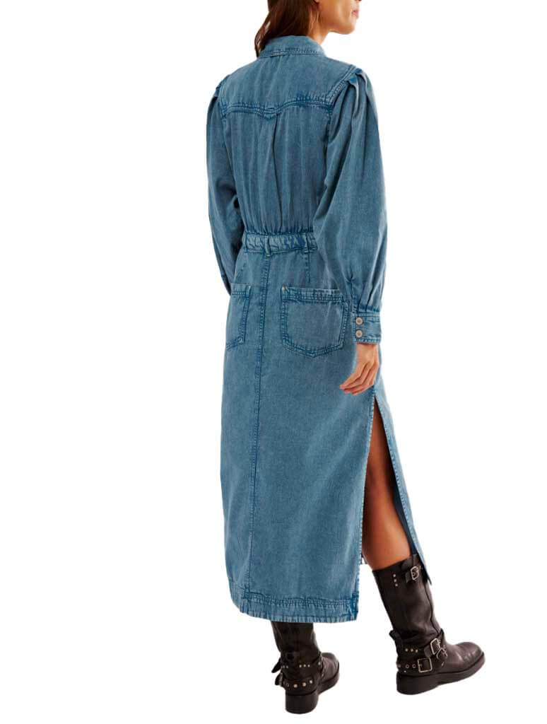 Free People Mad Love Denim Midi Dress