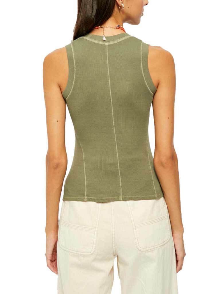 Free People U-Neck Tank in Army Dust