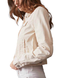 Free People Rumors Denim Jacket in Ecru 011