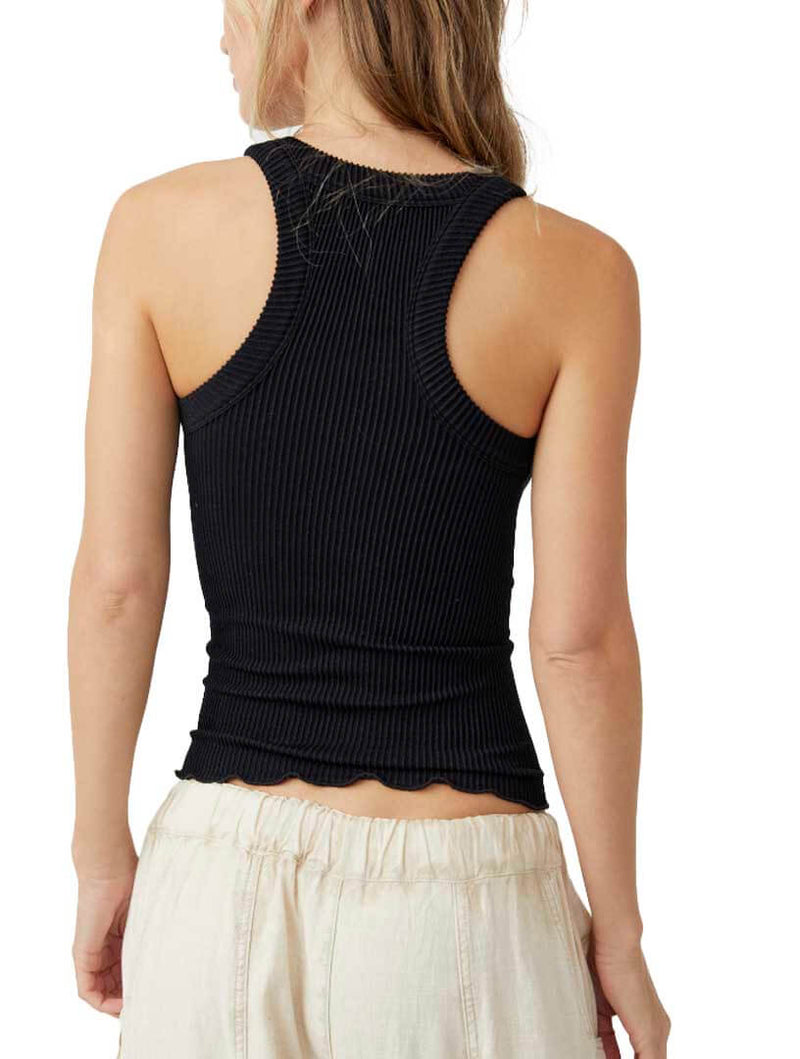 Free People Ribbed Seamless Tank in Black