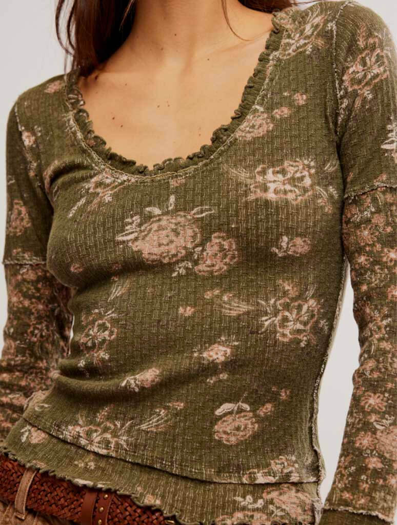 Free People Clover Print Thermal Top