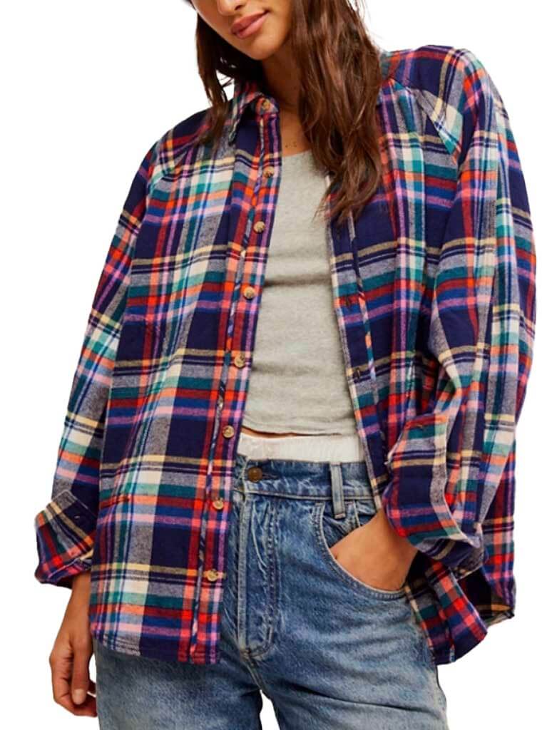 Free People Girl Meets Boy Plaid Shirt
