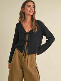 Long Sleeve Tie Front Cardigan